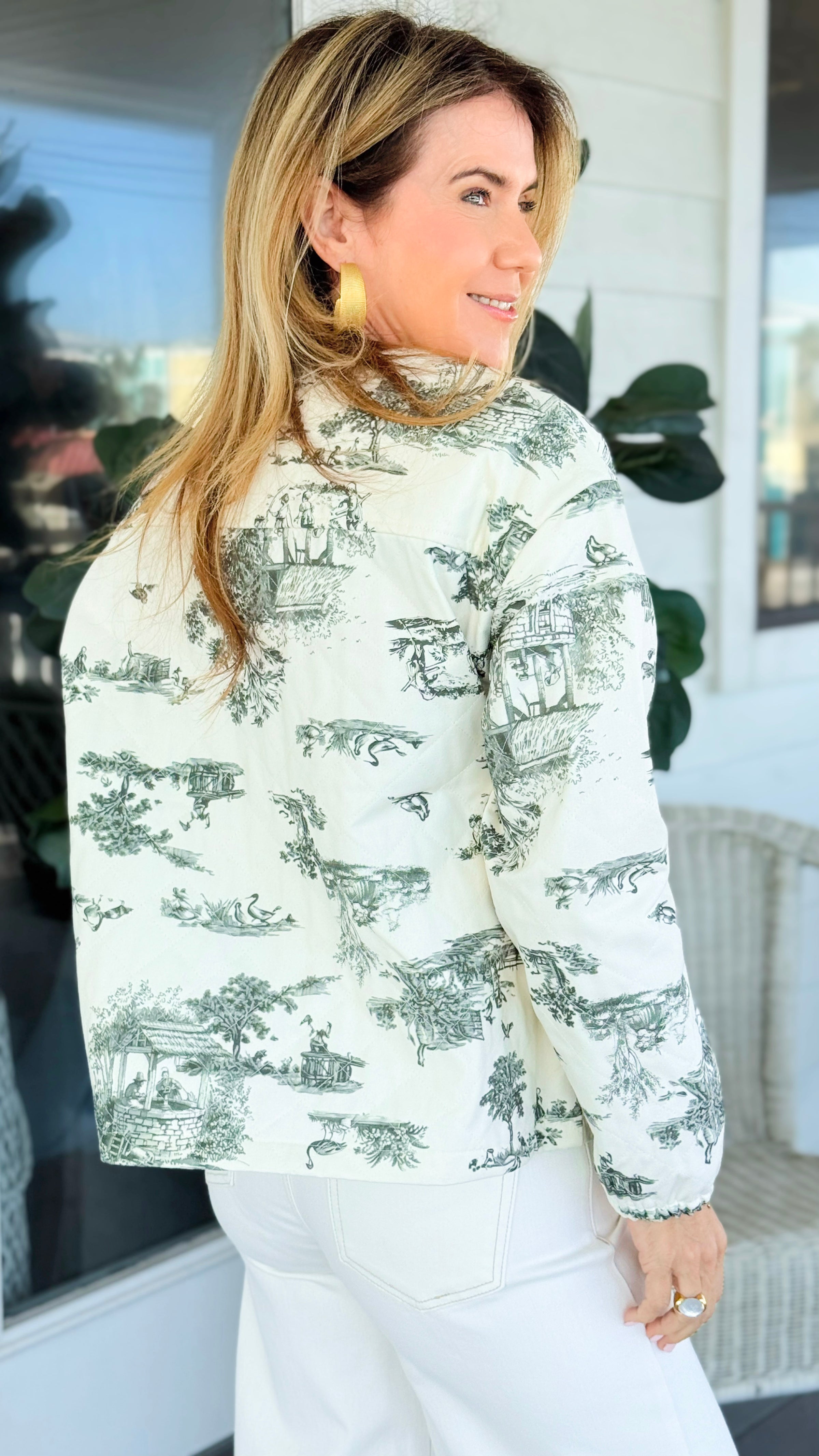 Toile Dreams Quilted Button Down Jacket