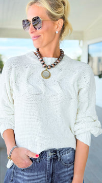 Nordic Breeze Cable Knit Sweater-140 Sweaters-mystree-Coastal Bloom Boutique, find the trendiest versions of the popular styles and looks Located in Indialantic, FL