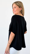 Winter in Amalfi V-Neck Italian Top- Black-140 Sweaters-Italianissimo-Coastal Bloom Boutique, find the trendiest versions of the popular styles and looks Located in Indialantic, FL