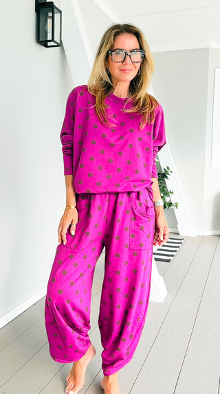 La Spezia Polka Dot Italian Barrel Cotton Set- Magenta