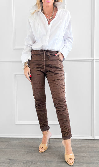 Italian Wish List Jogger - Coffee-180 Joggers-Italianissimo-Coastal Bloom Boutique, find the trendiest versions of the popular styles and looks Located in Indialantic, FL