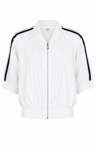 Varsity Lane Zip Italian Jacket- White