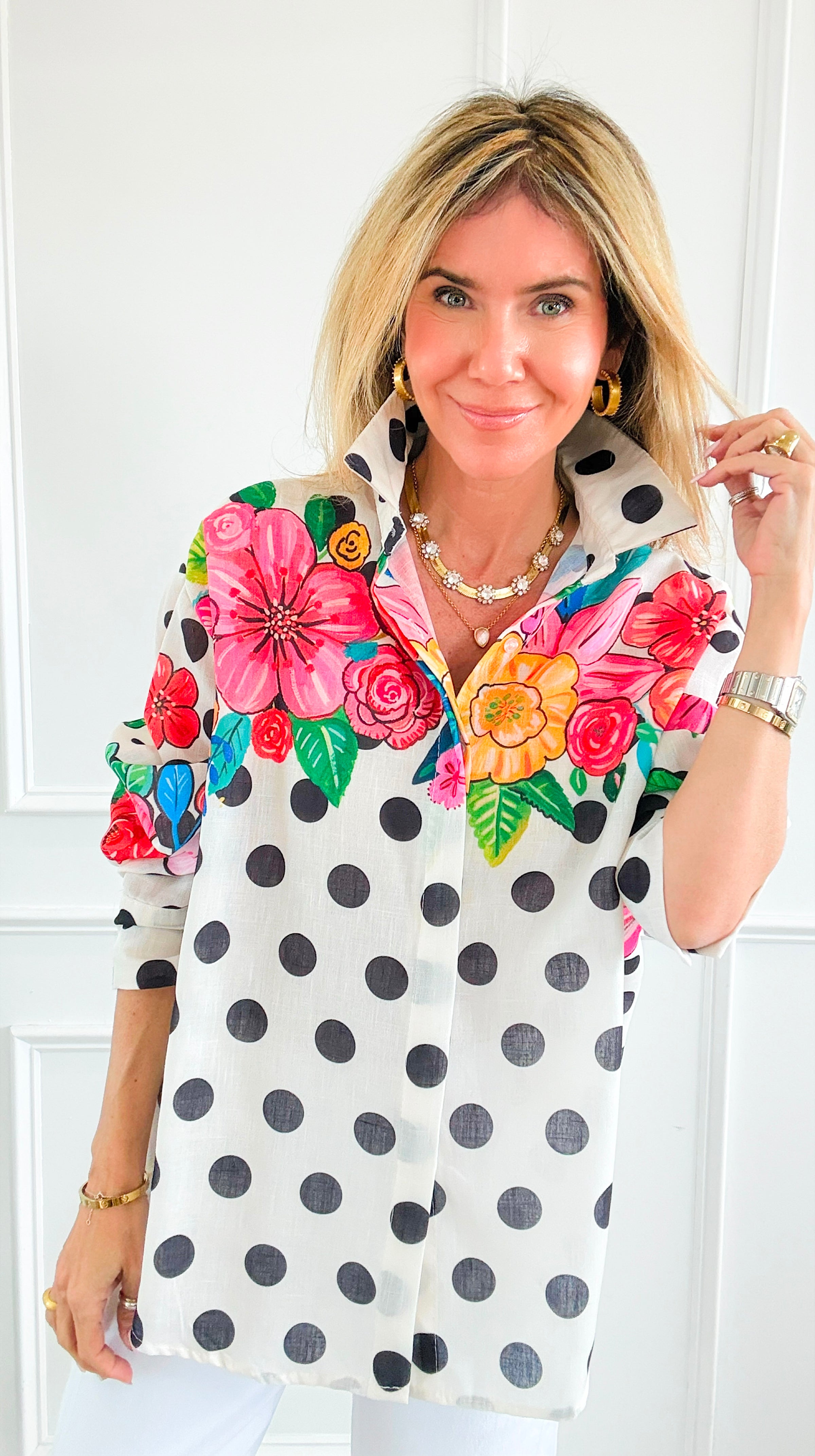 Blossom & Dots Italian Button Top