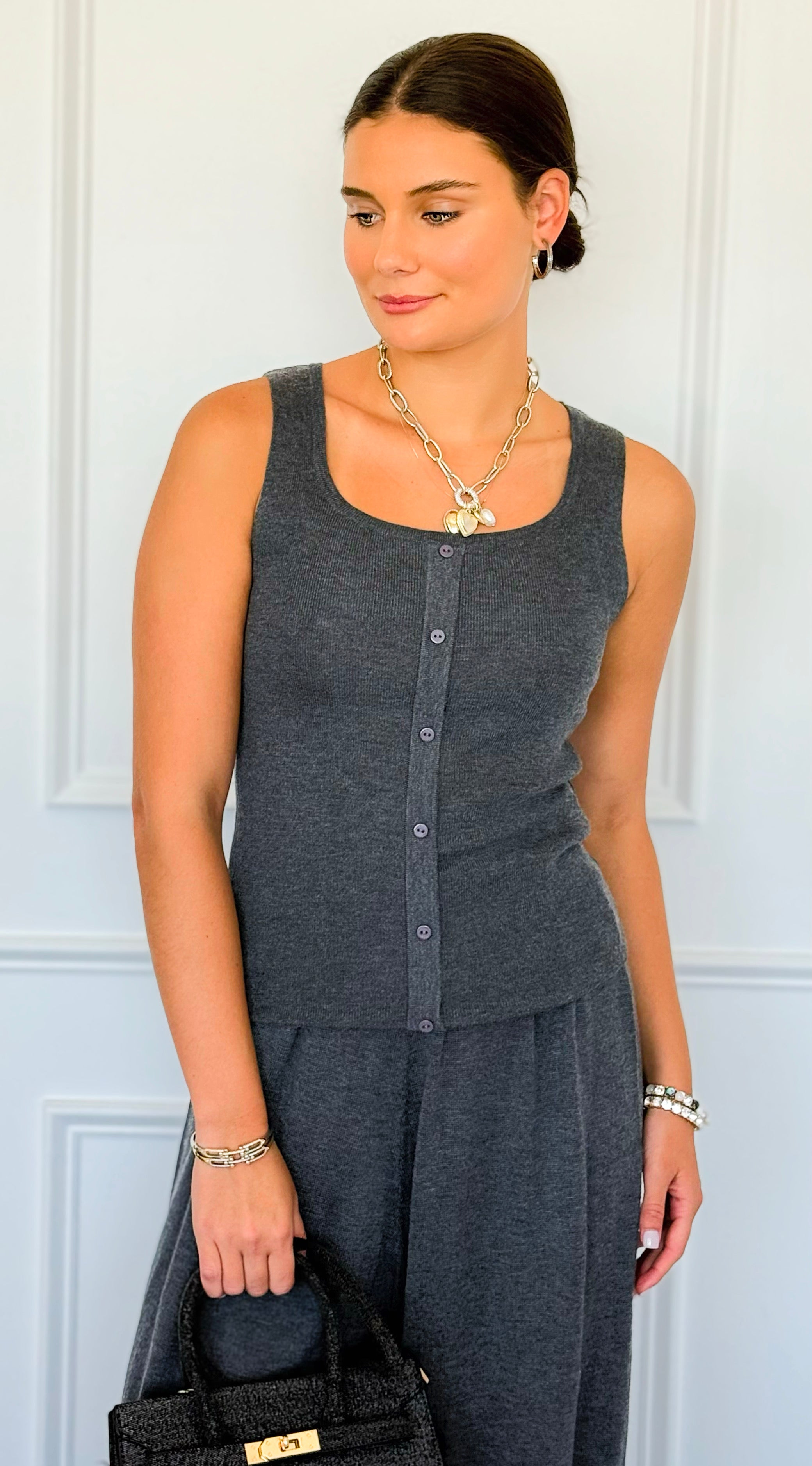 Triple Play 3 Pieces Italian Set- Dark Gray-210 Loungewear/Sets-Italianissimo-Coastal Bloom Boutique, find the trendiest versions of the popular styles and looks Located in Indialantic, FL