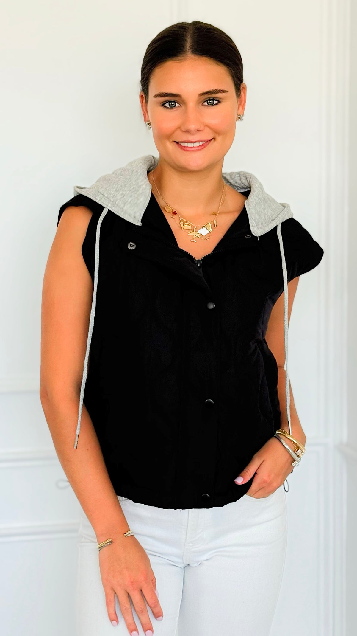 Hood On Quilted Zip Vest-160 Jackets-Love Tree Fashion-Coastal Bloom Boutique, find the trendiest versions of the popular styles and looks Located in Indialantic, FL