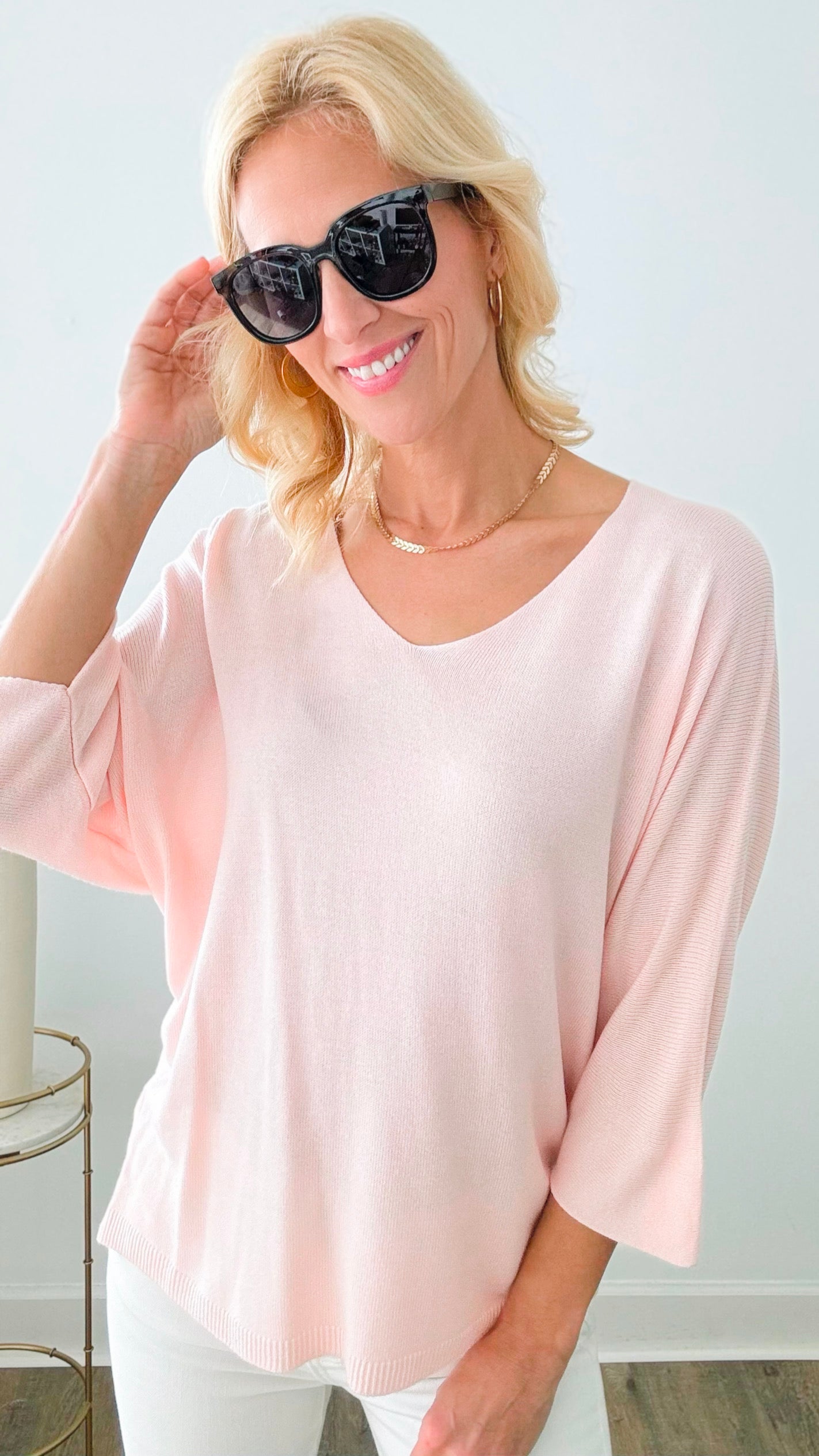 Sundays Ribbed Italian Top - Light Pink-130 Long Sleeve Tops-Italianissimo-Coastal Bloom Boutique, find the trendiest versions of the popular styles and looks Located in Indialantic, FL