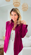 Pre Auth - Eileen Fall Shacket - Magenta-160 Jackets-Rosio-Coastal Bloom Boutique, find the trendiest versions of the popular styles and looks Located in Indialantic, FL