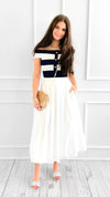 Riviera Muse Off Shoulder Sweater Midi Dress-200 Dresses/Jumpsuits/Rompers-FLYING TOMATO-Coastal Bloom Boutique, find the trendiest versions of the popular styles and looks Located in Indialantic, FL