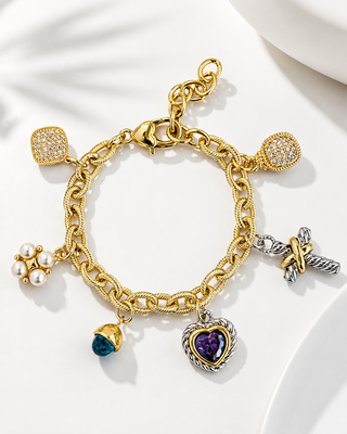Hearts & Charms Link Bracelet