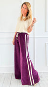 Tracked Threads Italian Palazzo- Plum-100 Pants-AZUL MONACO-Coastal Bloom Boutique, find the trendiest versions of the popular styles and looks Located in Indialantic, FL