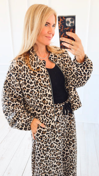 Wild Side Zip Italian Jacket- Micro Leopard