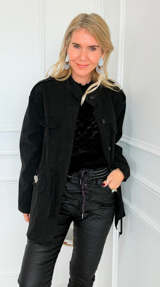 Pocketful of Sparkle Italian Jacket- Black