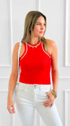 Track Star Ribbed Top - Red-100 Sleeveless Tops-Galita-Coastal Bloom Boutique, find the trendiest versions of the popular styles and looks Located in Indialantic, FL
