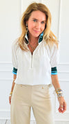 Varsity Edge Puff Sleeve Top-110 short Sleeve Top-VOY-Coastal Bloom Boutique, find the trendiest versions of the popular styles and looks Located in Indialantic, FL