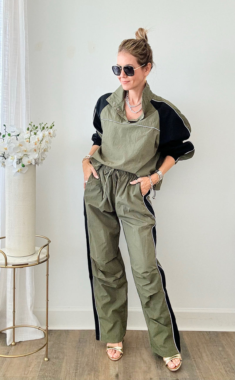 Two Ways Top & Pants Parachute Tracksuits-210 Loungewear/Sets-NO VACANCY-Coastal Bloom Boutique, find the trendiest versions of the popular styles and looks Located in Indialantic, FL