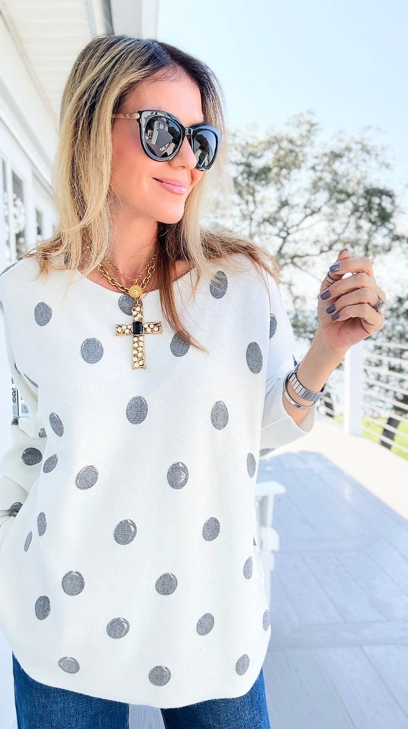 Shadow Dots Italian Milano Sweater-140 Sweaters-SORPRESA-Coastal Bloom Boutique, find the trendiest versions of the popular styles and looks Located in Indialantic, FL
