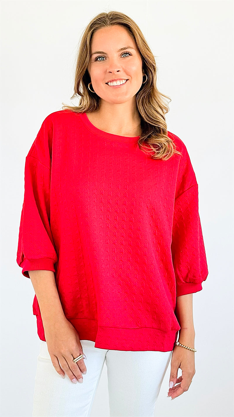 Bold Comfort Top - Red-110 Short Sleeve Tops-Timing-Coastal Bloom Boutique, find the trendiest versions of the popular styles and looks Located in Indialantic, FL