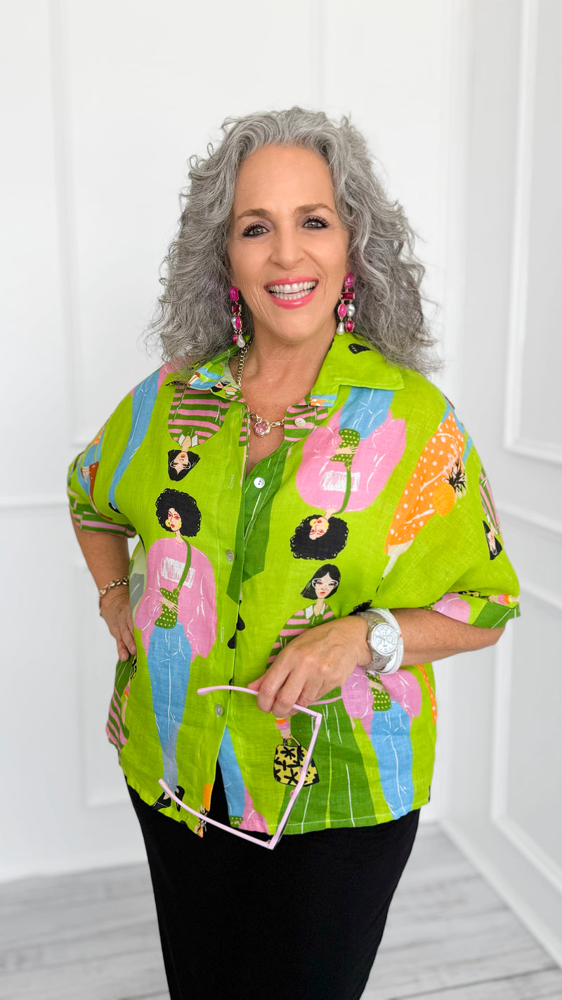 Culture Shock Italian Button Top-110 short Sleeve Top-PORCIENTO-Coastal Bloom Boutique, find the trendiest versions of the popular styles and looks Located in Indialantic, FL