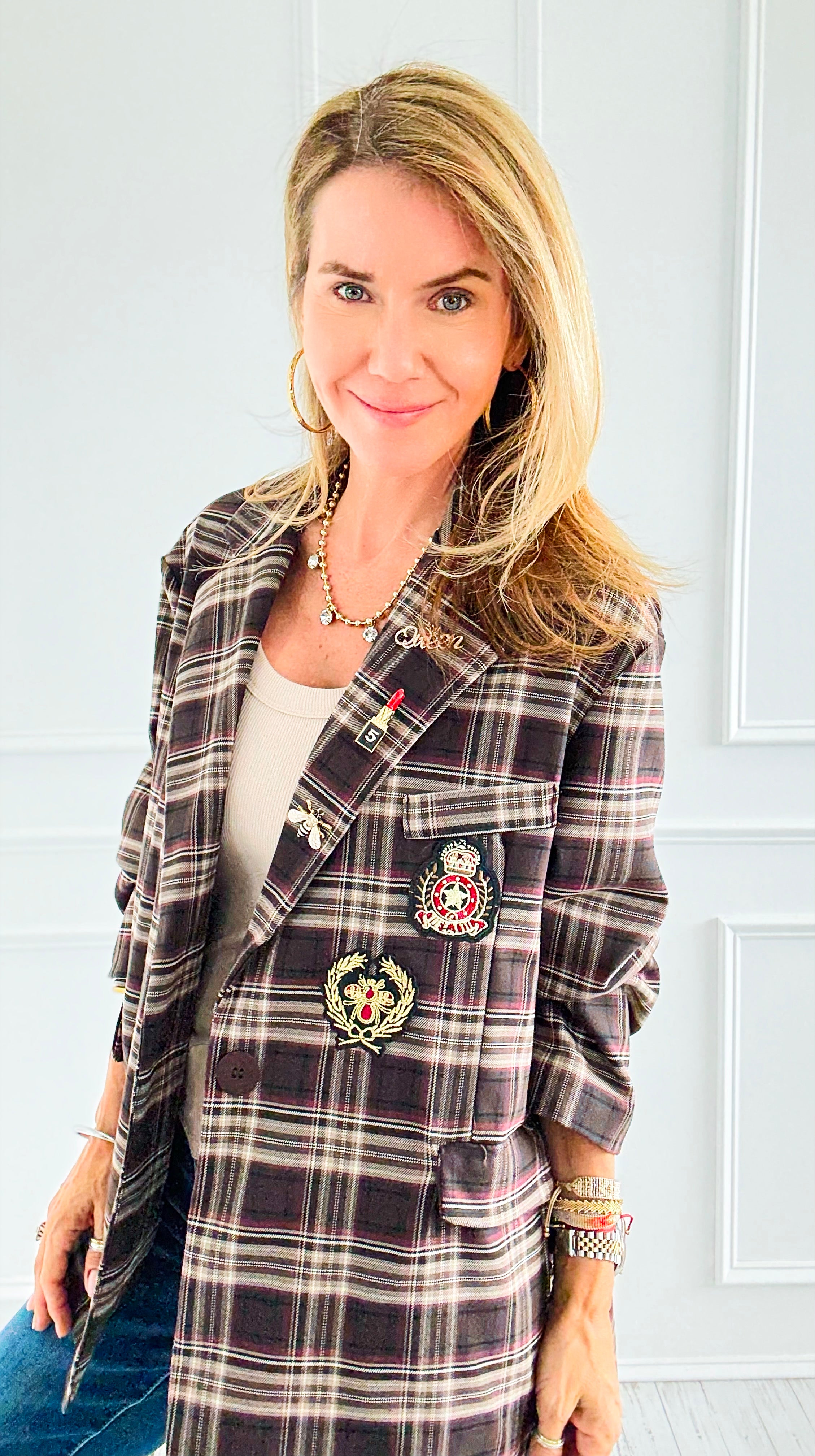 Bee Chic Italian Blazer- Brown-160 Jackets-TATTOO Z-Coastal Bloom Boutique, find the trendiest versions of the popular styles and looks Located in Indialantic, FL