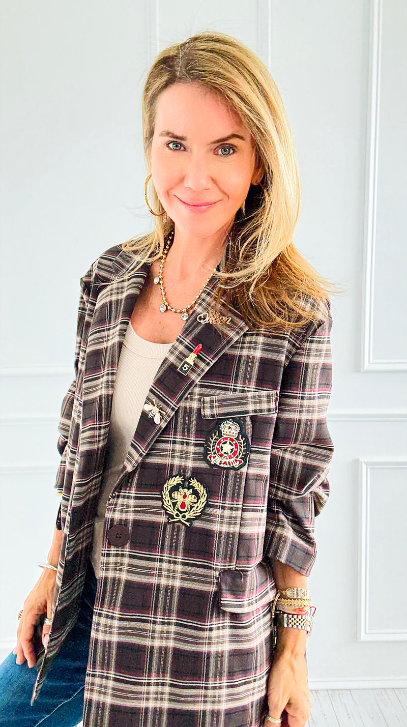Bee Chic Italian Blazer- Brown-160 Jackets-TATTOO Z-Coastal Bloom Boutique, find the trendiest versions of the popular styles and looks Located in Indialantic, FL