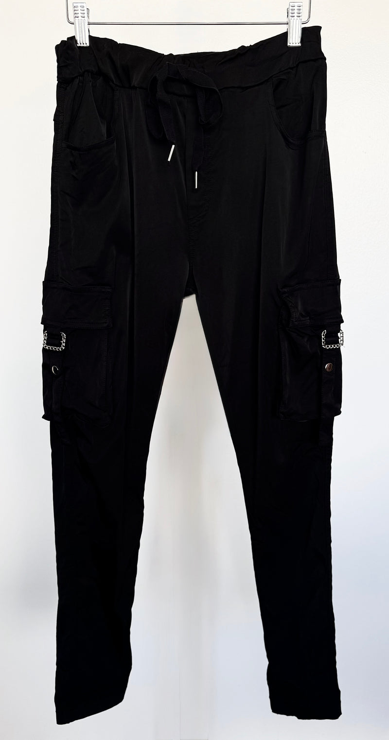 Urban Cargo Wish List Italian Joggers- Black-180 Joggers-CRIS S.R.L.-Coastal Bloom Boutique, find the trendiest versions of the popular styles and looks Located in Indialantic, FL