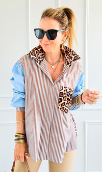 Bold Moves Mixed Italian Shirt-110 Long Sleeve Tops-SEÑORITA C-Coastal Bloom Boutique, find the trendiest versions of the popular styles and looks Located in Indialantic, FL