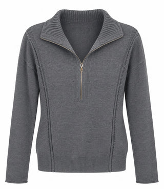 Half Zip Collared Sweater - Charcoal
