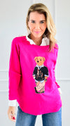 Jerry The Bear Italian Pullover- Fuchsia-140 Sweaters-Italianissimo-Coastal Bloom Boutique, find the trendiest versions of the popular styles and looks Located in Indialantic, FL