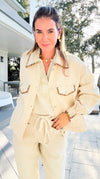 Whispered Trim Textured Jacket-160 Jackets-LA ROS-Coastal Bloom Boutique, find the trendiest versions of the popular styles and looks Located in Indialantic, FL