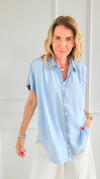 Laguna Shimmer Top - Sky Blue-110 Short Sleeve Tops-Jodifl-Coastal Bloom Boutique, find the trendiest versions of the popular styles and looks Located in Indialantic, FL
