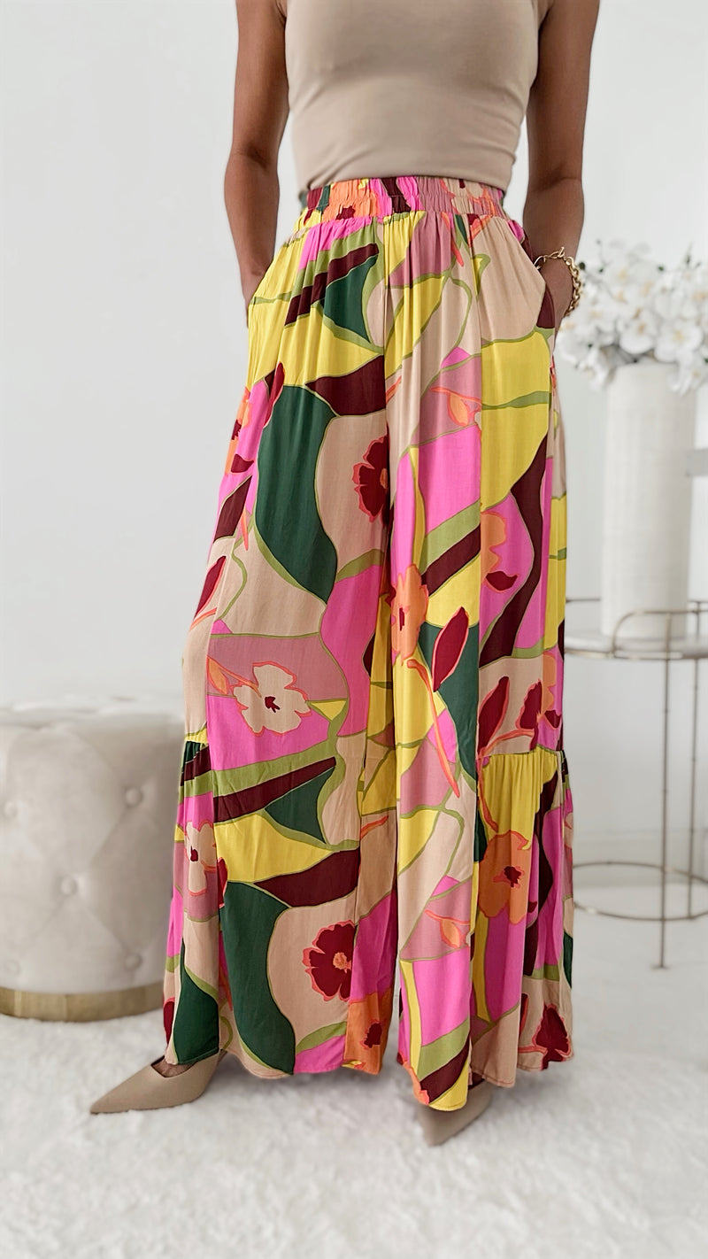Good Vibes Vibrant Palazzo Pants-170 Bottoms-EASEL-Coastal Bloom Boutique, find the trendiest versions of the popular styles and looks Located in Indialantic, FL