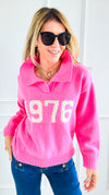 1976 Pink Sweater-140 Sweaters-Lovelo x GeeGee-Coastal Bloom Boutique, find the trendiest versions of the popular styles and looks Located in Indialantic, FL