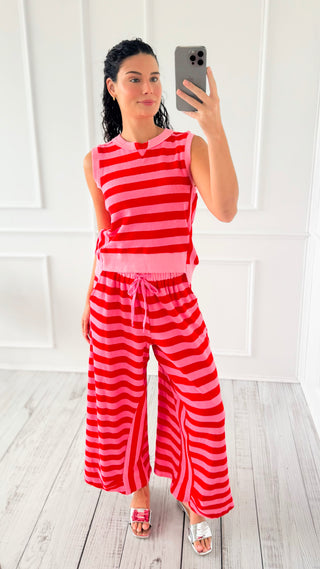 Striped Terry Knit Sleeveless Lounge Set