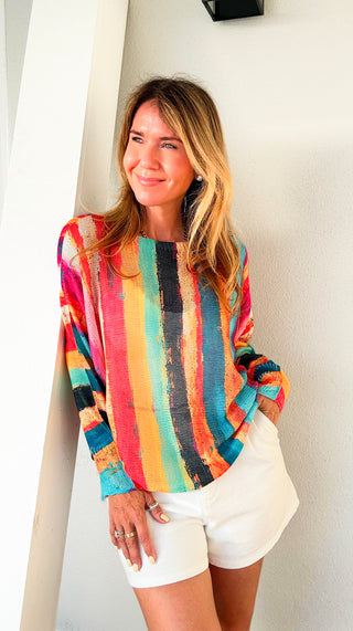 Painted Paradise Lurex Italian St Tropez Knit Top