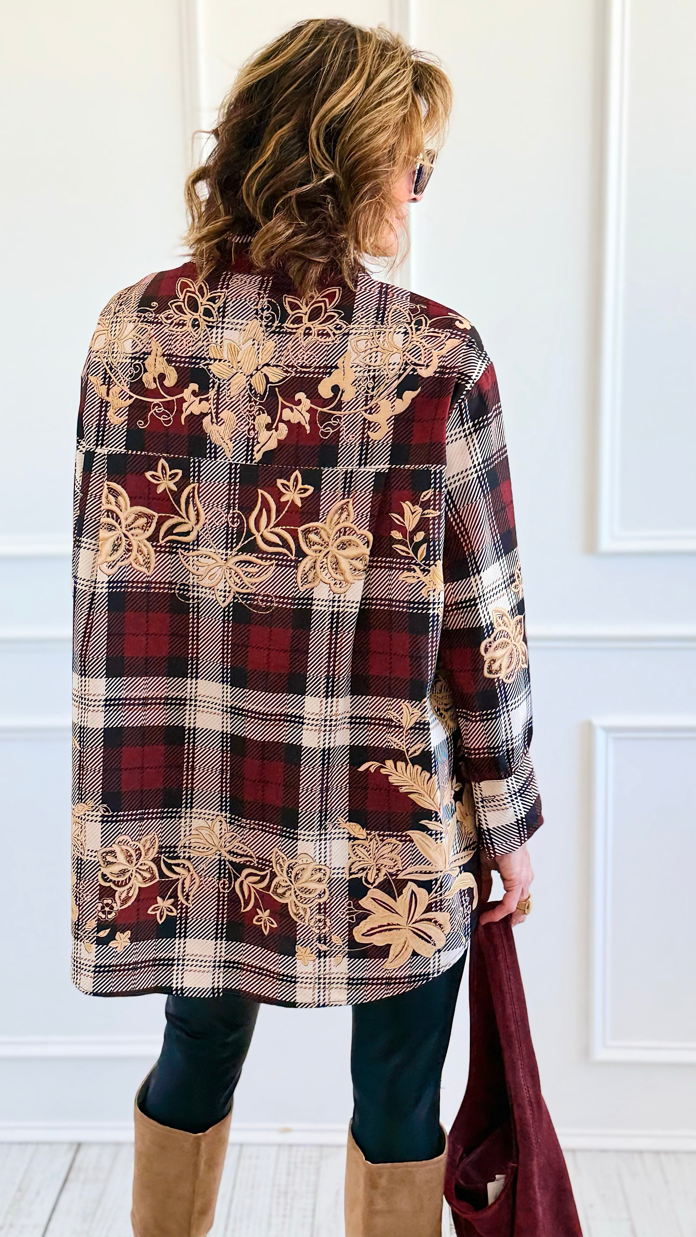 Vinework Plaid Italian Top-110 Long Sleeve Tops-TATTOO Z-Coastal Bloom Boutique, find the trendiest versions of the popular styles and looks Located in Indialantic, FL