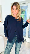 Plush Edit Italian Cardigan- Navy