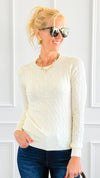 Hailey Knit Pullover Top - Ivory-140 Sweaters-Cielo-Coastal Bloom Boutique, find the trendiest versions of the popular styles and looks Located in Indialantic, FL