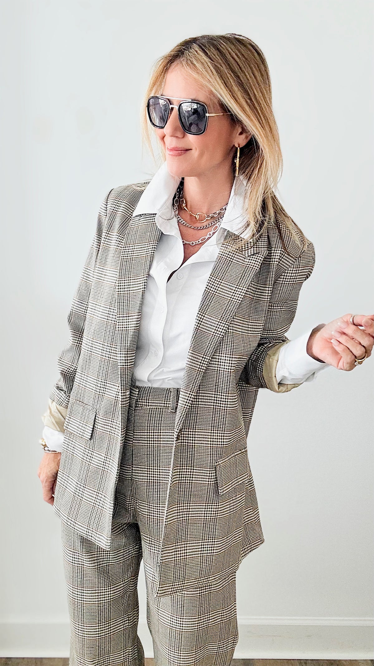 My Boyfriend's Plaid Blazer-160 Jackets-MISS LOVE-Coastal Bloom Boutique, find the trendiest versions of the popular styles and looks Located in Indialantic, FL