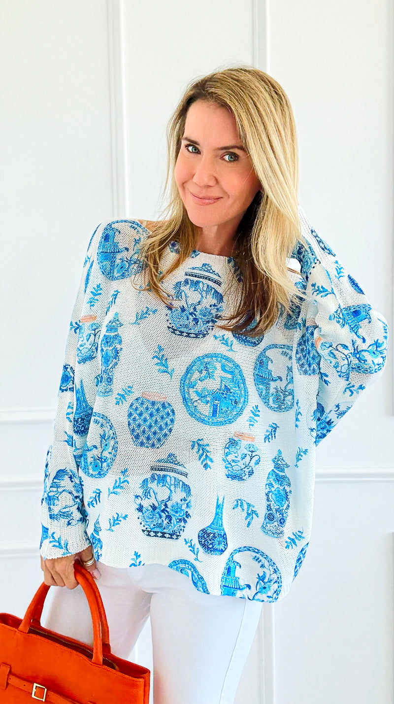 My Vase Collection Italian St Tropez Sweater-140 Sweaters-Italianissimo-Coastal Bloom Boutique, find the trendiest versions of the popular styles and looks Located in Indialantic, FL