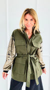 Power & Shine Utility Italian Jacket-160 Jackets-STAR SRL-Coastal Bloom Boutique, find the trendiest versions of the popular styles and looks Located in Indialantic, FL