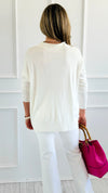Polished Collar Knit Polo Top - Ivory-130 Long Sleeve Tops-ROUSSEAU-Coastal Bloom Boutique, find the trendiest versions of the popular styles and looks Located in Indialantic, FL