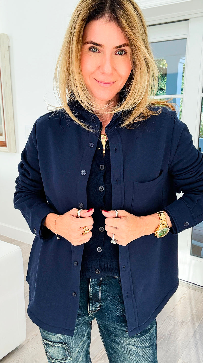 Eileen Fall Shacket - Navy-160 Jackets-Rosio-Coastal Bloom Boutique, find the trendiest versions of the popular styles and looks Located in Indialantic, FL
