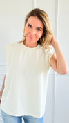 Polished Edge Sleeveless Top - White-100 Sleeveless Tops-GLAM-Coastal Bloom Boutique, find the trendiest versions of the popular styles and looks Located in Indialantic, FL