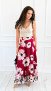 Garden Escape Italian Palazzo Pant- Burgundy-100 Pants-AZUL MONACO-Coastal Bloom Boutique, find the trendiest versions of the popular styles and looks Located in Indialantic, FL