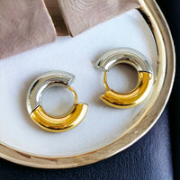 Stainless Steel Two Tone Hoops-230 Jewelry-Darling-Coastal Bloom Boutique, find the trendiest versions of the popular styles and looks Located in Indialantic, FL