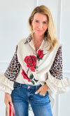Wild Roses Ruffle Bell Sleeve Italian Blouse-130 Long sleeve top-Italianissimo-Coastal Bloom Boutique, find the trendiest versions of the popular styles and looks Located in Indialantic, FL