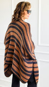 Striped Cozy Knit Kimono Poncho