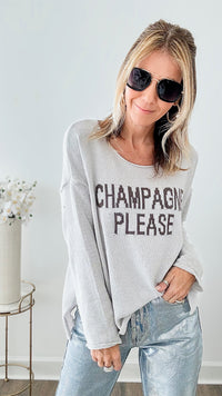 "Champagne Please" Knit Lightweight Sweater - Silver Mocha-140 Sweaters-Miracle-Coastal Bloom Boutique, find the trendiest versions of the popular styles and looks Located in Indialantic, FL