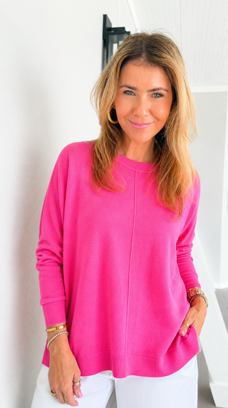 Soft Relaxed Long Sleeve Top - Beetroot