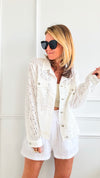 Embroidered Eyelet Jacket - Off White-160 Jackets-Gigio-Coastal Bloom Boutique, find the trendiest versions of the popular styles and looks Located in Indialantic, FL